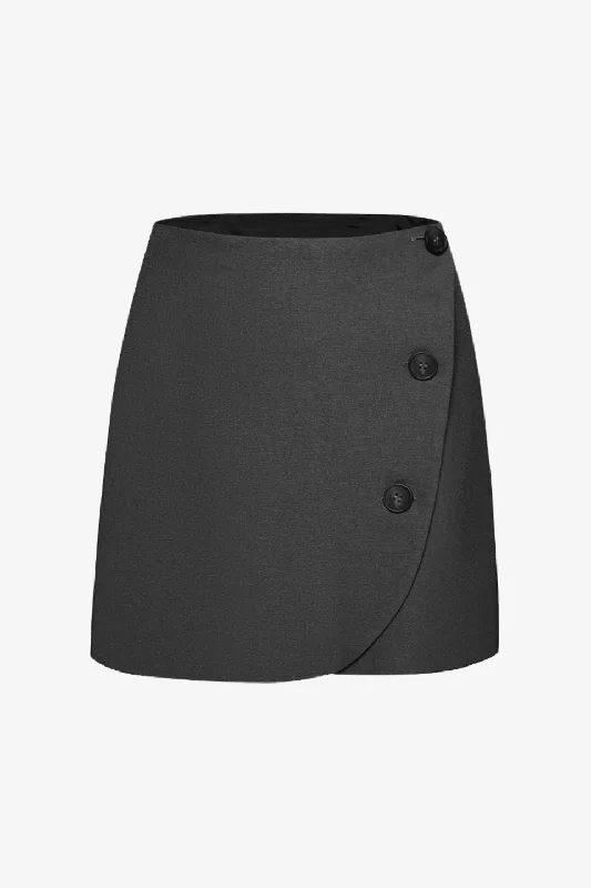 London Charcoal Marle Button Mini Skirt