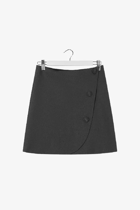 London Charcoal Marle Button Mini Skirt