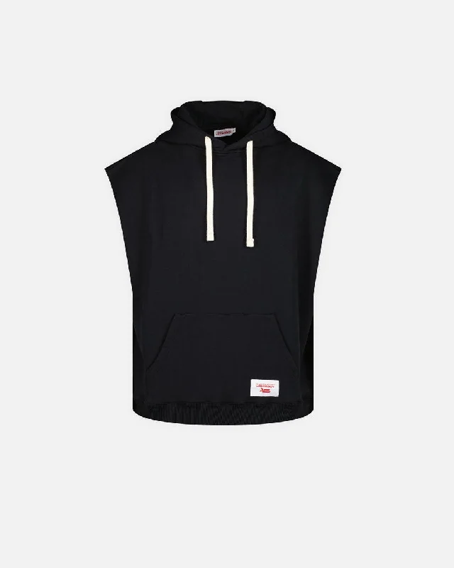 Sleeveless Label Ears Hoody