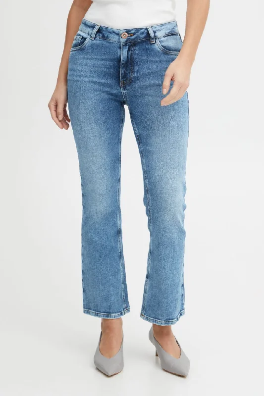 Ria Highwaist Kickflare Blue Denim Jean