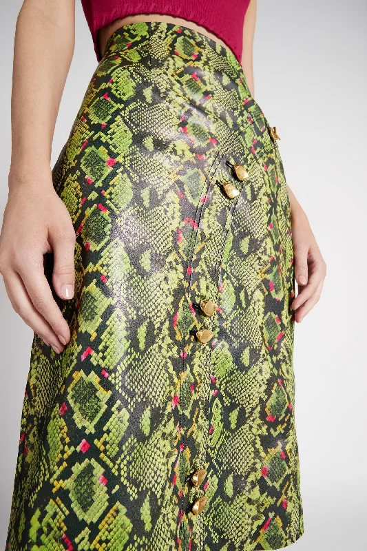 Serpentine Vegan Leather Midi Skirt