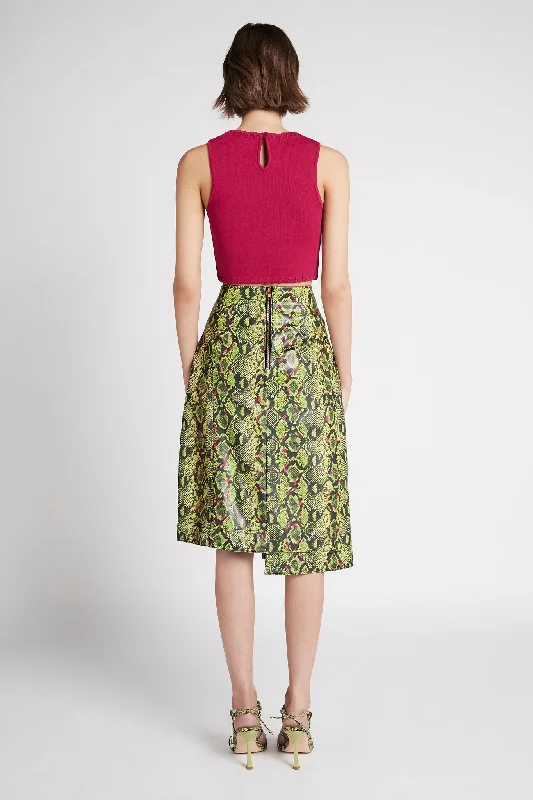 Serpentine Vegan Leather Midi Skirt