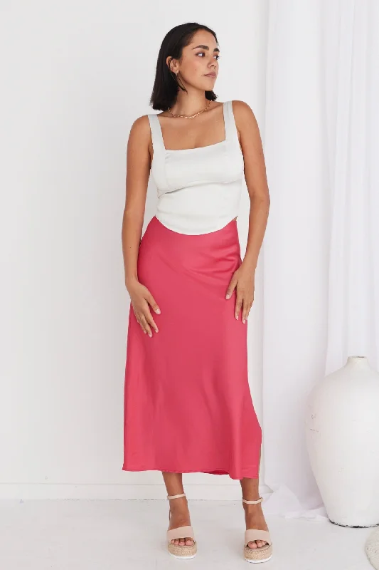 Serpentine Fuschia Satin Bias Cut Skirt