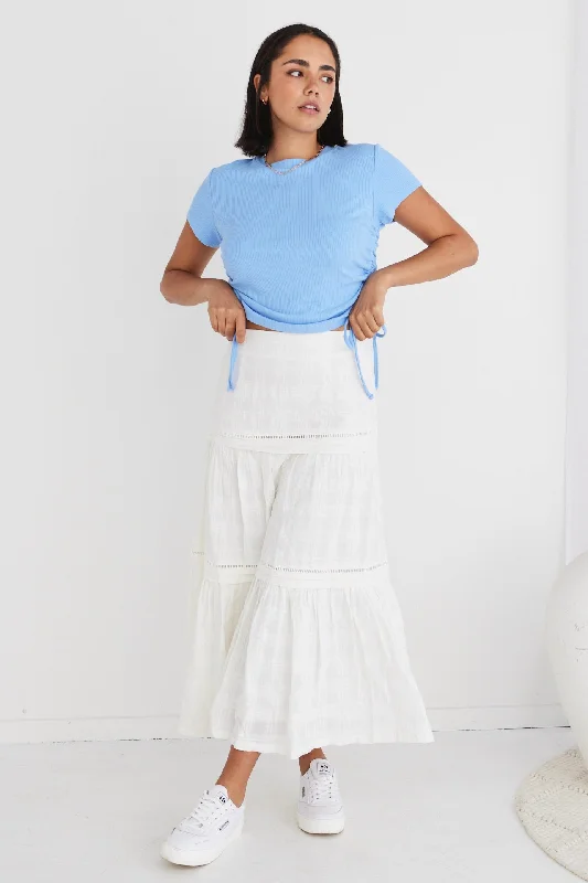 Sleepless White Tiered Pintuck Maxi Skirt