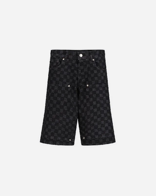 Denim Monogram Carpenter Shorts Black