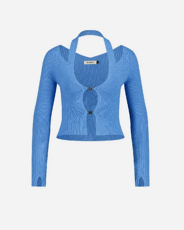 Knitted Seamless M Cardigan - Blue