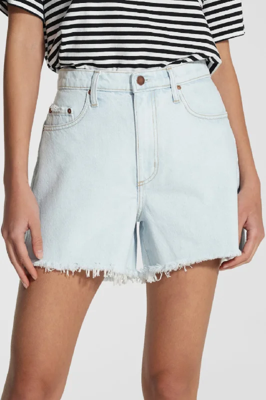 Stevie Glimmering Pale Blue Raw Edge Denim Short