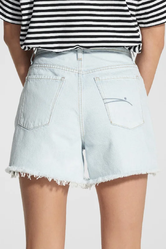 Stevie Glimmering Pale Blue Raw Edge Denim Short