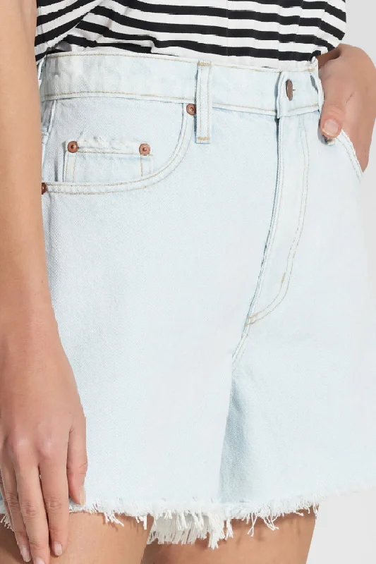 Stevie Glimmering Pale Blue Raw Edge Denim Short