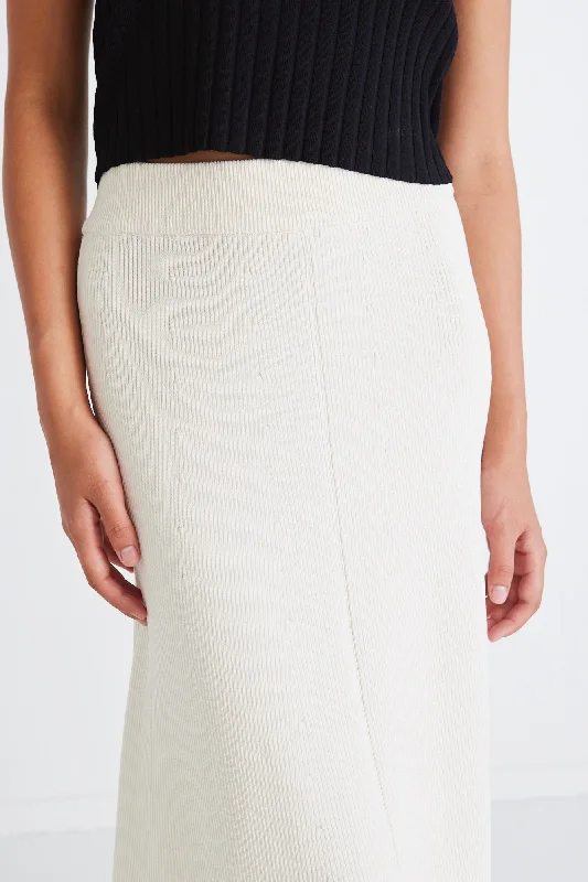 Tabitha Cream Rib Knit Maxi Skirt