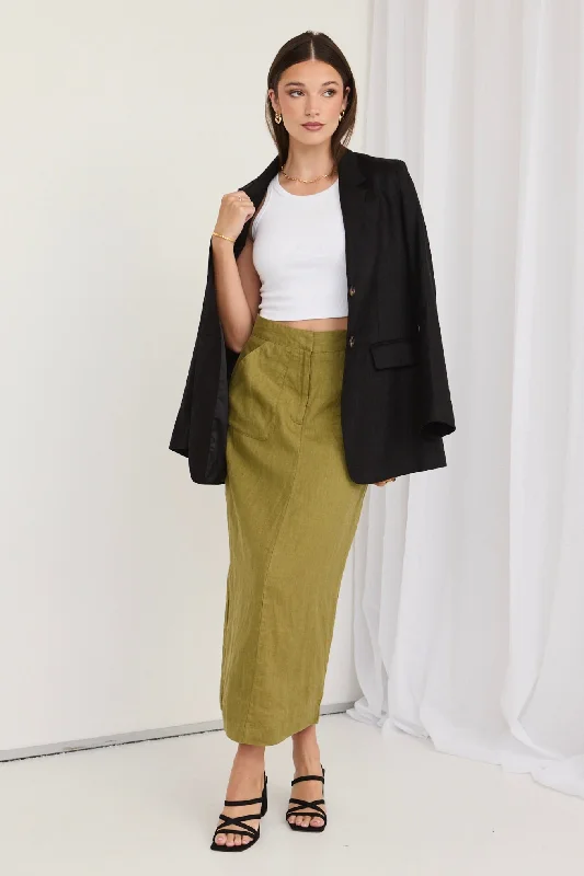 Tempt Pickle Linen Utilitarian Midi Skirt