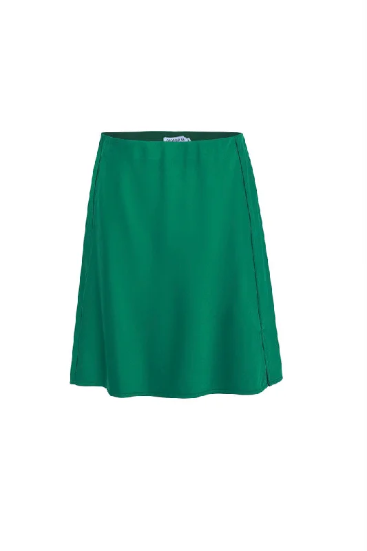 Tipsy Palm Green Satin Bias Mini Skirt