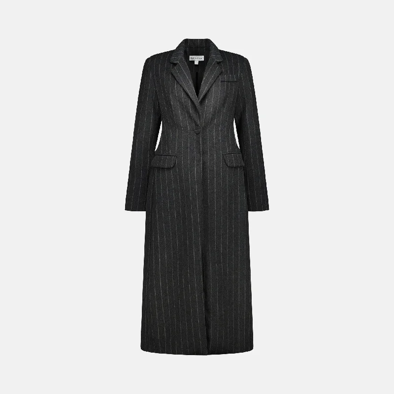 Caitlin Crisp Vice Coat - Charcoal Stripe