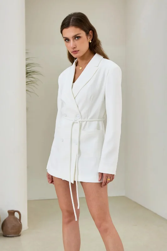 Eloise White Double Breasted Blazer