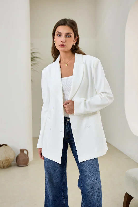 Eloise White Double Breasted Blazer