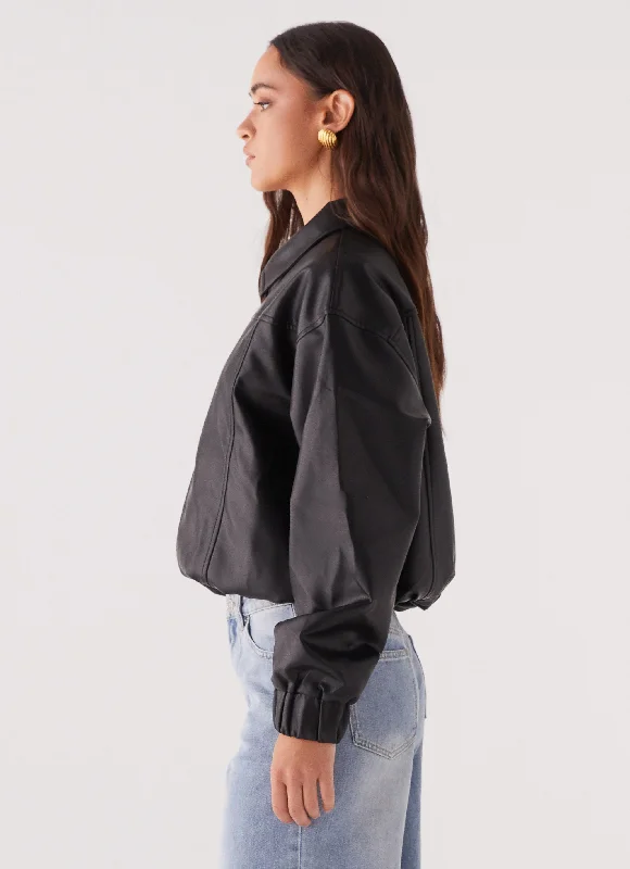 Houghton Oversized Bomber Jacket - Black