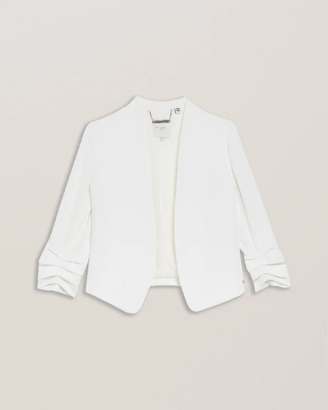 Lillias Collarless Jacket With 3/4 Sleeve Ivory