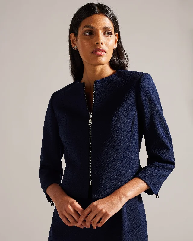 Michah Cropped Textured Jacket Navy