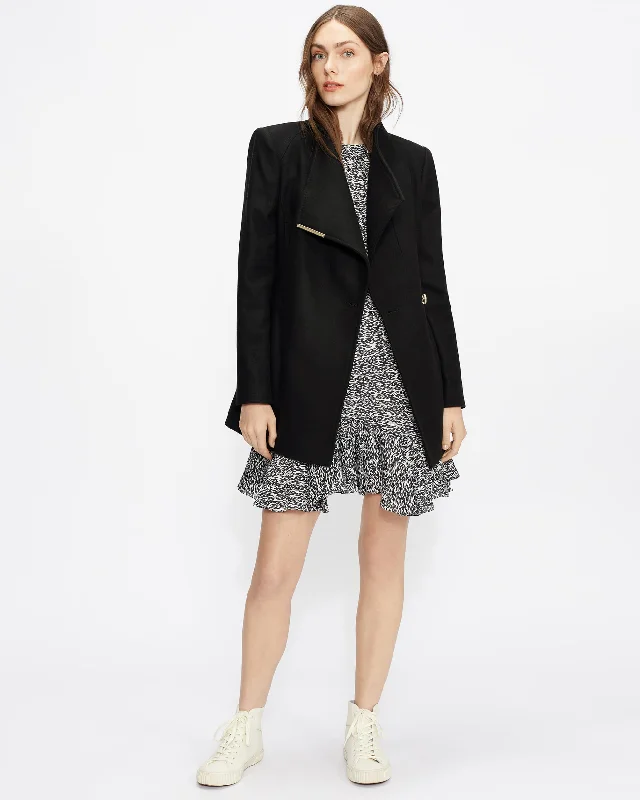 Rosess Wool Wrap Short Coat Black