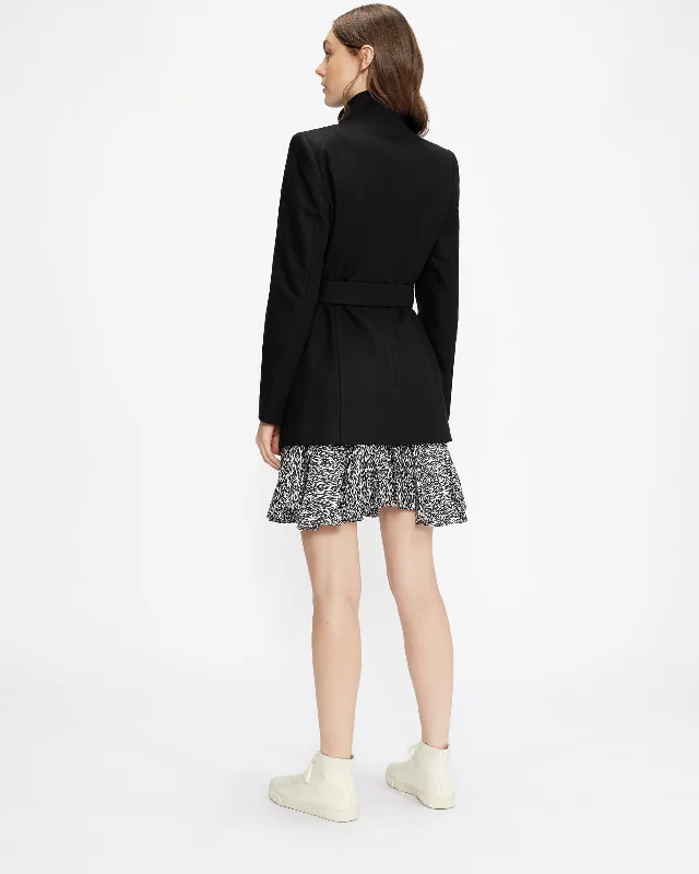 Rosess Wool Wrap Short Coat Black