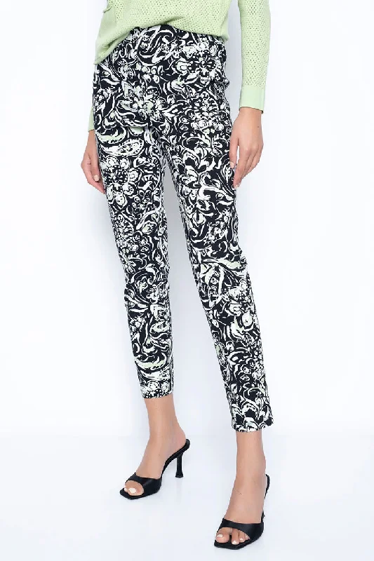 Expressive Floral Pull-on straight Leg Ankle Pants