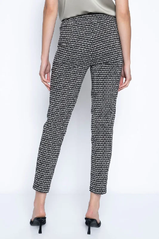 Geo Print Pull-On Straight Leg Ankle Pants