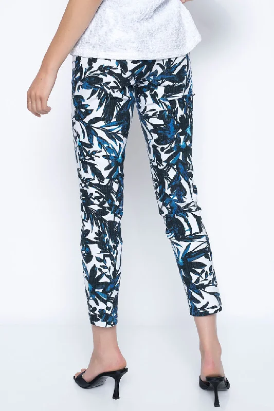 Lush Botanical Print Pull-On Straight Leg Pants