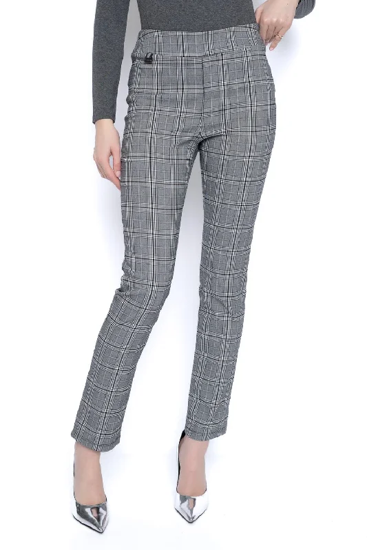 Plaid Pull-On Slim Leg Pants