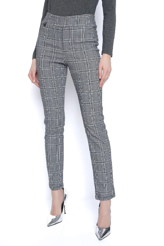 Plaid Pull-On Slim Leg Pants