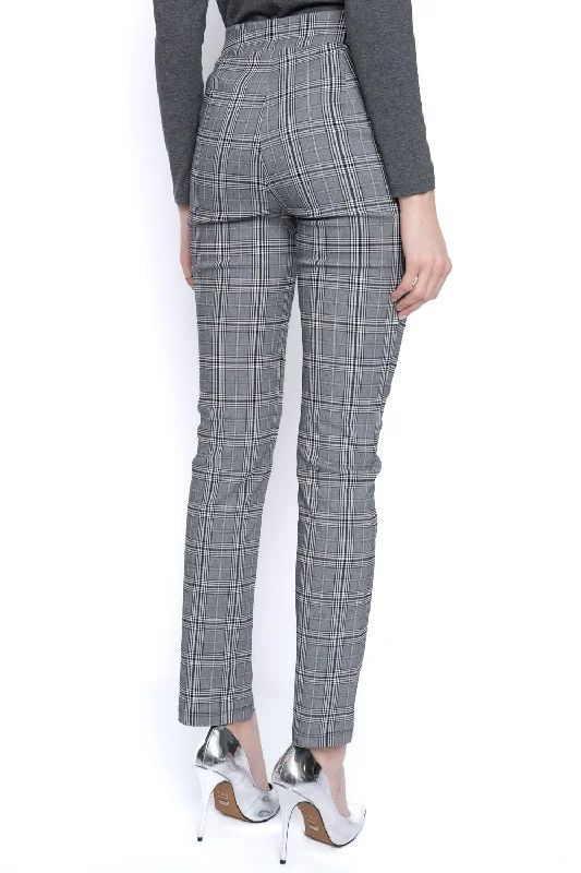 Plaid Pull-On Slim Leg Pants