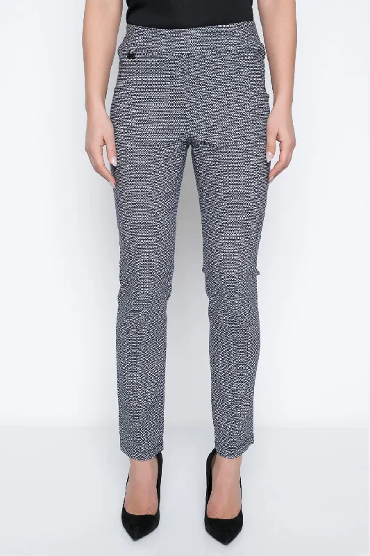 Wave Print Pull-On Straight Leg Pants