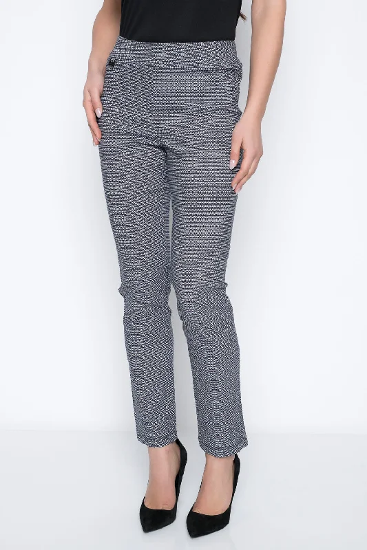 Wave Print Pull-On Straight Leg Pants