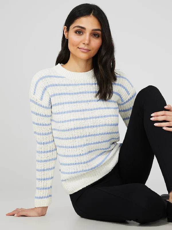 Striped Chenille Scoop Neck Sweater