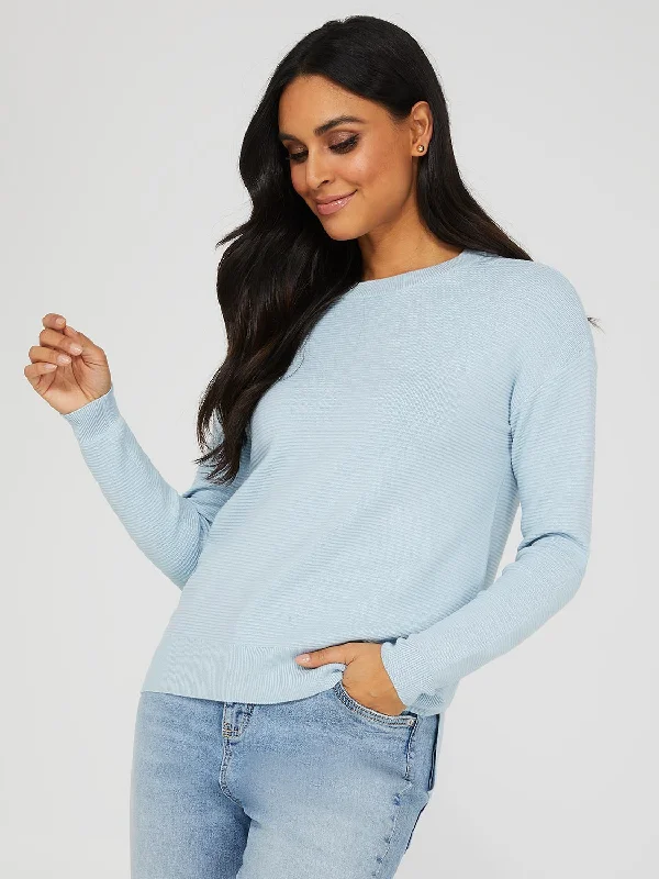 Ottoman Stitch Drop Shoulder Sweater